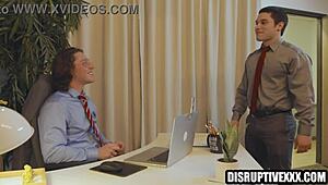 Awkward Gay Clerk Crushes on Athletic Colleague at Office.