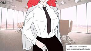 Experience the thrill of ballbusting and spanking with an anime office slave
