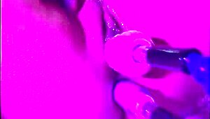 Blonde enjoys double penetration with solo machine