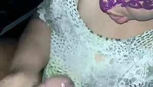 mature babe swallows cum from hairy cock in lingerie