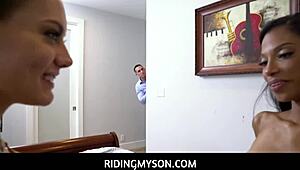 Stepdad watches goth stepsis.