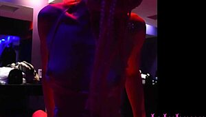 The cosplay girl gets fucked hard in a blowbang. She deepthroats and gets a facial.