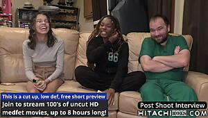 ebony freshman giggles during doctor's mandatory orgasm session