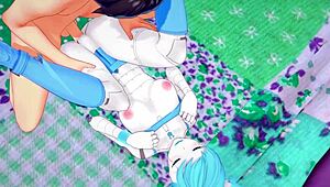 Anime girl XJ9 Jennifer in bedroom POV action