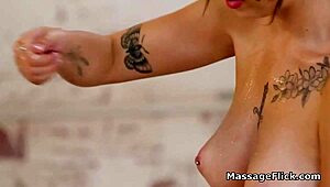 Oily body massage and blowjob by beautiful big tit 😍