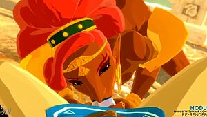 urbosa fucks link in cartoon style