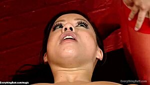 Lesbians anal fucked hard with big strap-on in wild group