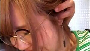 miki 20yo design student glasses busty titjob shaving blindfold full