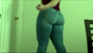 Chubby girl teases with her big ass in jeans