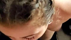 hot brunette with pigtails gives steamy blowjob in my rv. watch her big ass bounce!