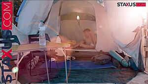 Staxus summer cump explodes as two friends unleash raw desire in a tight, warm tent