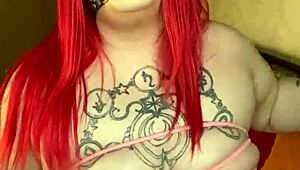 Ball gag and spit fetish play with bound BBW in wild session