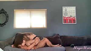 Danny Mountain pounds Megan Marx with rough, sloppy thrusts in bikini.