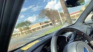 blonde milf surprises friend with outdoor car encounter