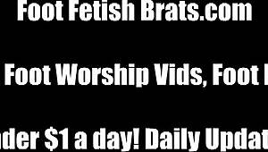 Cherry's Little Toes Sucked by Sarah in POV Footjob, Licking and Fetish Play.