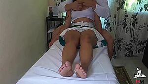 married teen screams loudly during intense pussy masturbation in tantric massage session