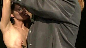 Hey, watch this bound babe get punished by lezdom with dildos and bdsm toys