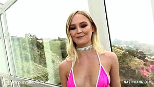 Natalia Queen prepares for her blowbang session.