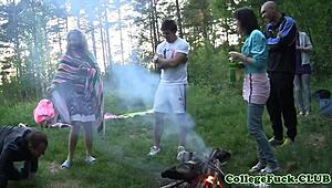 Three Russian Chicks Get Jizzed on Tits in Outdoor Group Fun