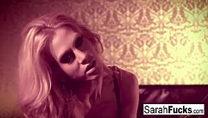 Sexy Sarah Jessie Fingers Her Pussy In Leather Gloves