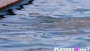 i saw small tits milfs posing naked in the pool, so hot