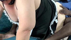 Hot Blonde MILF Maid with Big Assets Fucked by Black Stud