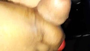 Hey, check out this intense footjob session