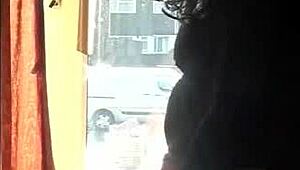 sissy bisexual mark wright jerks off by window outside