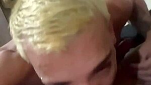 Hey, check out this young twink sucking two monster cocks at home for some drinks.