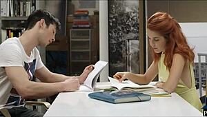 Redhead Student Gets Naughty in Study Room