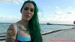 Feeling intense pleasure as punk girl gets her ass drilled in POV