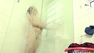 I cum on big tits teen brunette anal