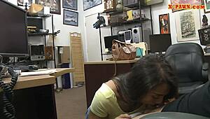 small tits brunette railed hard at pawnshop, damn! 🔥