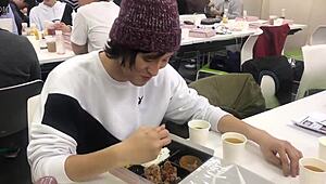 Gay guy eats meat in casual encounter