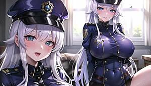 Naked big tits police officer shows booty and masturbates pussy with asmr sounds