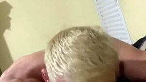 Hey, check out this young twink sucking two monster cocks at home for some drinks.