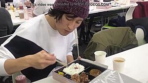 Gay guy eats meat in casual encounter