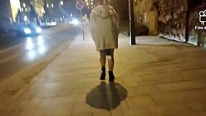 Ariela flaunts her hairless ass while jogging in public