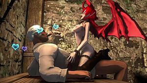 Succubus and knights in a high-quality 3D cartoon hentai video