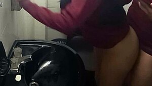 Cum on ass in bathroom!