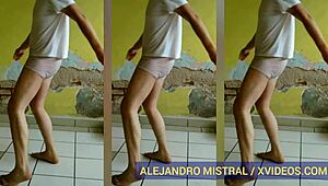Mature man shows off his assets in solo underwear video