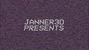 synthwave strut with 3d futanari monster in cartoon