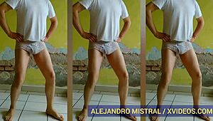 Alejandro Mistral dances seductively in wet white underwear.