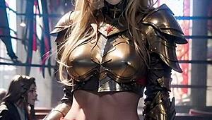 ai generated anime knight in cosplay at church