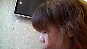 madoka's big tits get sucked in japanese blowjob cumshot