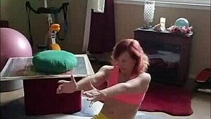 aurora willows stretching sexy in tight yoga shorts