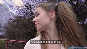 Petite teen's casting video features intense blowjob and cowgirl ride