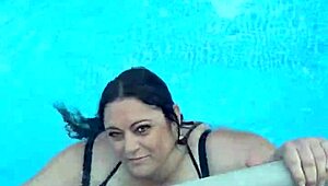 I splashed around in the pool with big natural tits bouncing everywhere