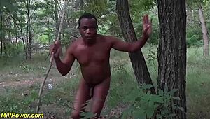 busty milf getting slammed outdoors by wild bushman, damn