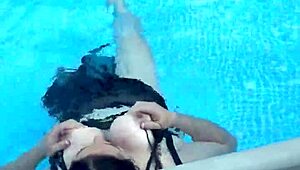 I splashed around in the pool with big natural tits bouncing everywhere